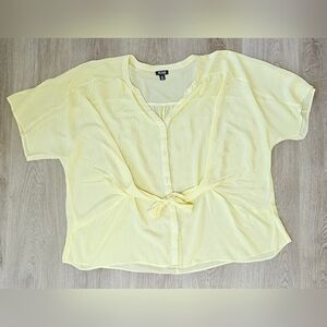 2XL a.n.a Yellow Striped Button-Up Blouse